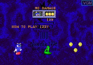 Menu screen of the game Izzy's Quest for the Olympic Rings on Sega Megadrive