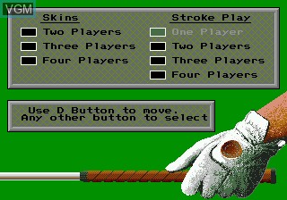 Menu screen of the game Jack Nicklaus' Power Challenge Golf on Sega Megadrive