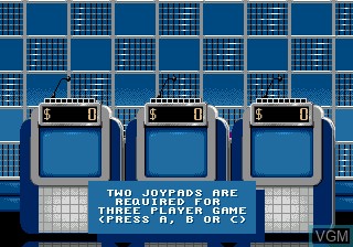 Menu screen of the game Jeopardy! on Sega Megadrive