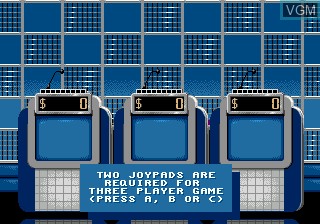Menu screen of the game Jeopardy! Deluxe Edition on Sega Megadrive