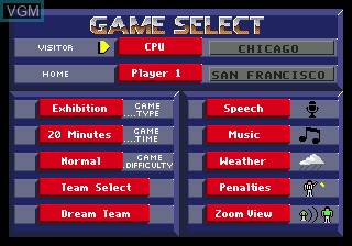 Menu screen of the game Joe Montana II - Sports Talk Football on Sega Megadrive
