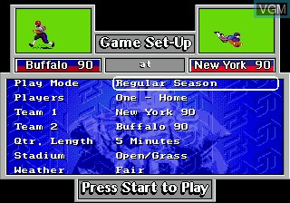 Menu screen of the game John Madden Football Championship Edition on Sega Megadrive