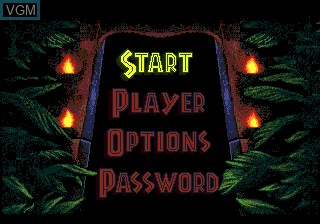 Menu screen of the game Jurassic Park on Sega Megadrive