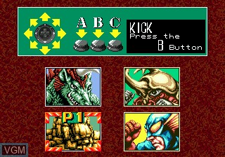 Menu screen of the game King of the Monsters on Sega Megadrive