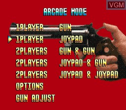 Menu screen of the game Lethal Enforcers on Sega Megadrive