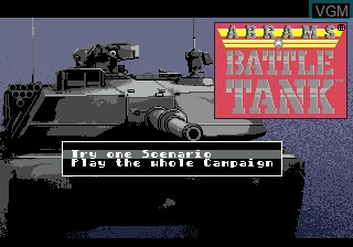 Menu screen of the game M-1 Abrams Battle Tank on Sega Megadrive