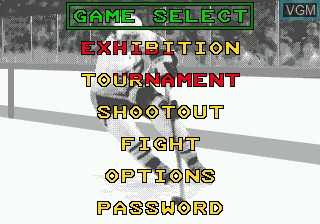 Menu screen of the game Mario Lemieux Hockey on Sega Megadrive