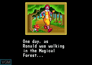 Menu screen of the game McDonald's Treasure Land Adventure on Sega Megadrive