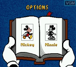 Menu screen of the game Mickey's Ultimate Challenge on Sega Megadrive