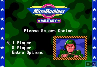Menu screen of the game Micro Machines Military on Sega Megadrive