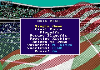 Menu screen of the game Mike Ditka Power Football on Sega Megadrive