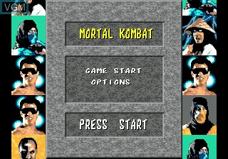 Menu screen of the game Mortal Kombat on Sega Megadrive