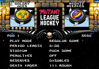 Menu screen of the game Mutant League Hockey on Sega Megadrive