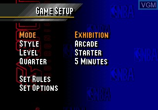 Menu screen of the game NBA Live 95 on Sega Megadrive