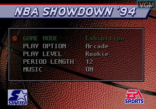Menu screen of the game NBA Showdown '94 on Sega Megadrive