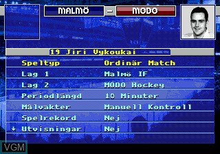 Menu screen of the game Elitserien 95 on Sega Megadrive