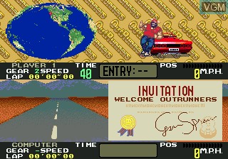 Menu screen of the game OutRunners on Sega Megadrive