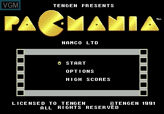 Menu screen of the game Pac-Mania on Sega Megadrive