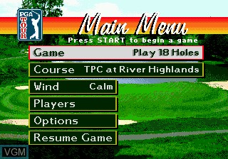 Menu screen of the game PGA Tour 96 on Sega Megadrive