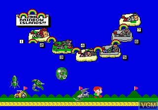 Menu screen of the game Rainbow Islands Extra on Sega Megadrive