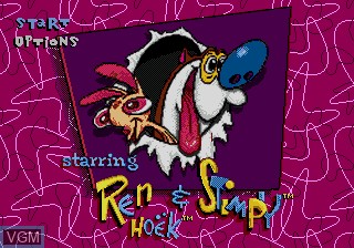 Menu screen of the game Ren and Stimpy Show, The - Stimpy's Invention on Sega Megadrive