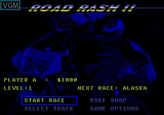 Menu screen of the game Road Rash II on Sega Megadrive