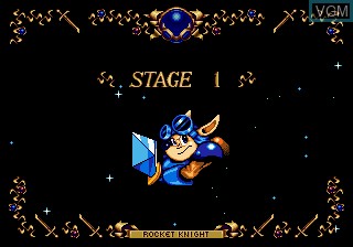 Menu screen of the game Rocket Knight Adventures on Sega Megadrive
