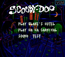 Menu screen of the game Scooby-Doo Mystery on Sega Megadrive