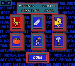 Menu screen of the game Virtual Bart on Sega Megadrive