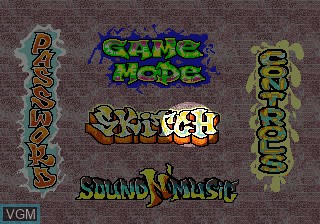 Menu screen of the game Skitchin' on Sega Megadrive