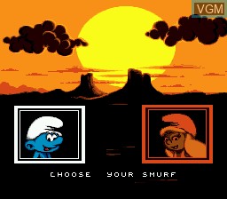 Menu screen of the game Smurfs Travel the World, The on Sega Megadrive