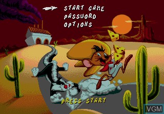 Menu screen of the game Cheese Cat-Astrophe Starring Speedy Gonzales on Sega Megadrive