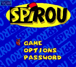 Menu screen of the game Spirou on Sega Megadrive