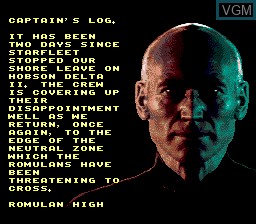 Menu screen of the game Star Trek - The Next Generation - Echoes From the Past on Sega Megadrive