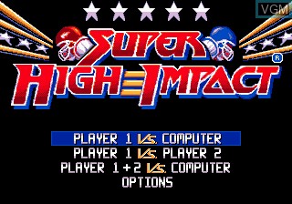 Menu screen of the game Super High Impact on Sega Megadrive