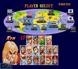 Menu screen of the game Super Street Fighter II - The New Challengers on Sega Megadrive