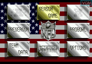 Menu screen of the game Tecmo Super Bowl II - Special Edition on Sega Megadrive