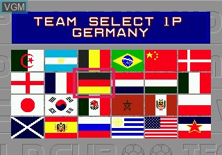 Menu screen of the game Tecmo World Cup on Sega Megadrive