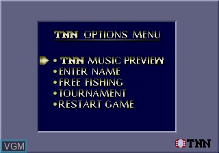 Menu screen of the game TNN Bass Tournament of Champions on Sega Megadrive