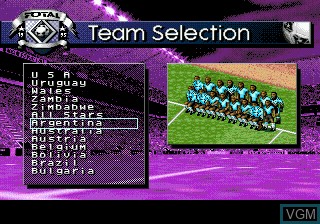 Menu screen of the game Total Football on Sega Megadrive