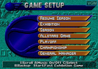 Menu screen of the game Triple Play 96 on Sega Megadrive