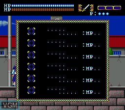 Menu screen of the game Valis on Sega Megadrive