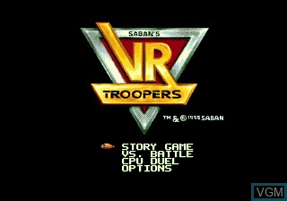 Menu screen of the game VR Troopers on Sega Megadrive