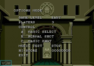 Menu screen of the game Wings of Wor on Sega Megadrive