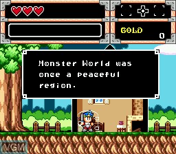 Menu screen of the game Wonder Boy in Monster World on Sega Megadrive