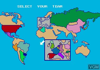 Menu screen of the game World Championship Soccer on Sega Megadrive