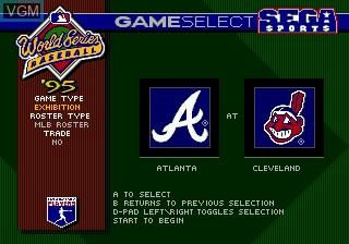 Menu screen of the game World Series Baseball '95 on Sega Megadrive