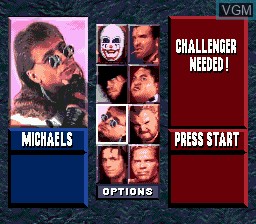 Menu screen of the game WWF WrestleMania - The Arcade Game on Sega Megadrive
