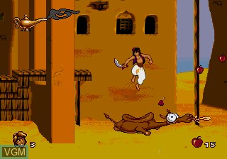 In-game screen of the game Aladdin on Sega Megadrive