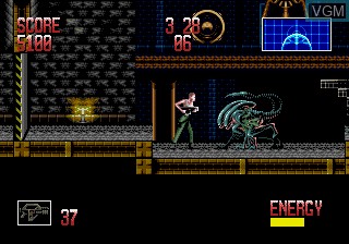 In-game screen of the game Alien 3 on Sega Megadrive